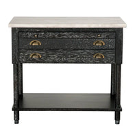 Artemio Side Table with Marble Top, shown in black and white with wood, marble, and a marble slab top.
