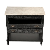 Additional view of Artemio Side Table with Marble Top in black and white, featuring distressed and a marble slab top.