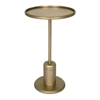 Kurtz Side Table, shown in brass and gold with metal, brass, and a raised tray-rim top.