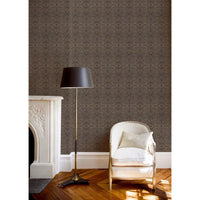 Flora Wallpaper, shown in charcoal taupe and soft ivory with wallpaper and performance substrate.