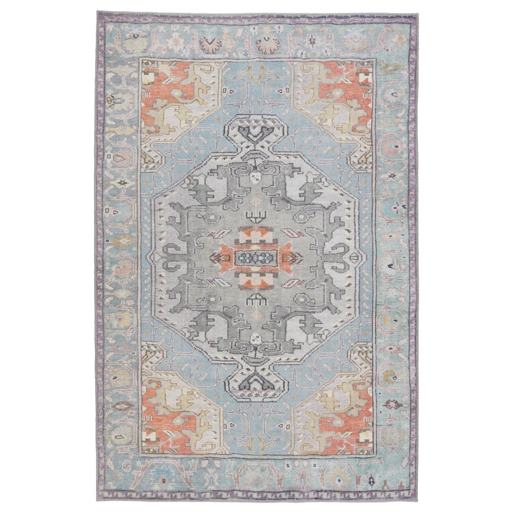Rosenheim Lester + Zenora Medallion Sky Blue/ Silver Runner Rug (2'6"X10') with wool, woven textile, and runner proportions.