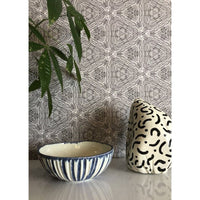 Hex A Wallpaper, shown in white and black with paper.