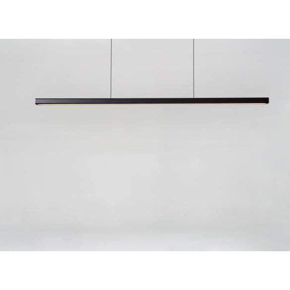 Alternate view of Mumu Linear Pendant XL, featuring metal, wood, and ceiling-suspended pendant.