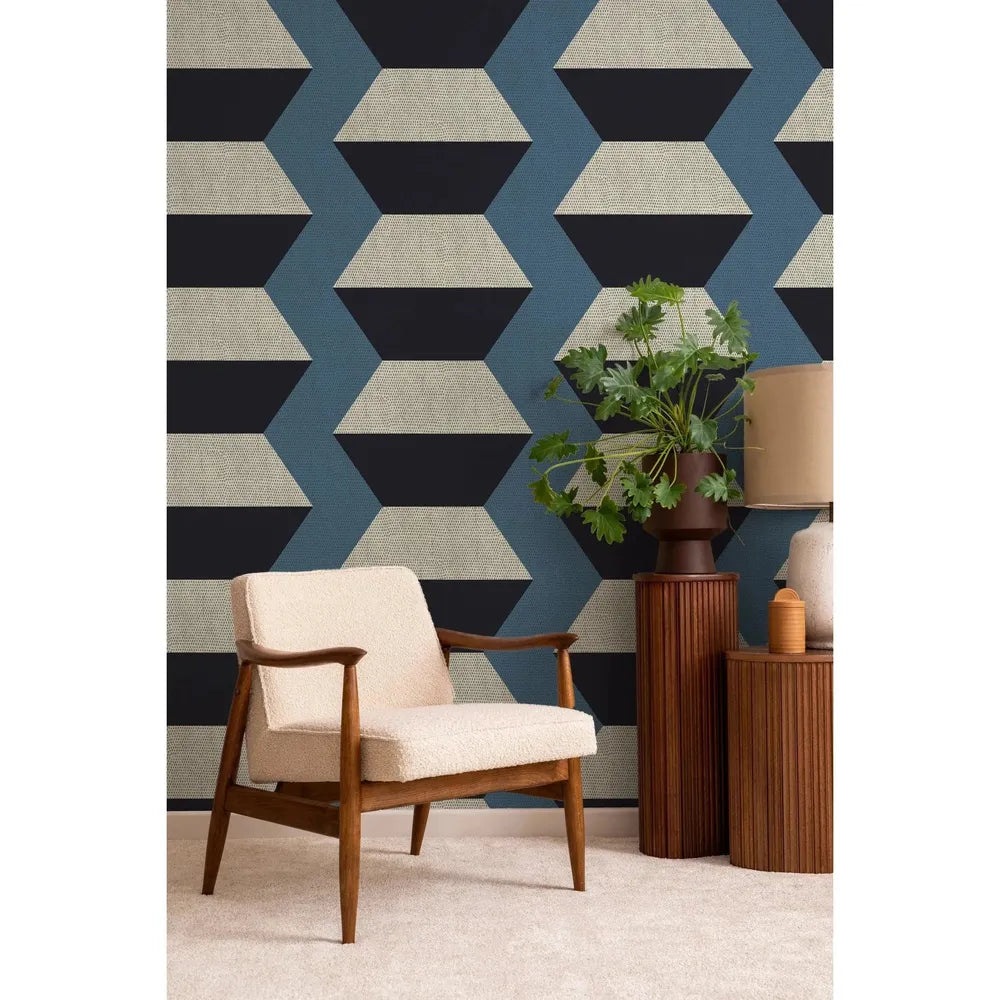 Alternate view of Infinity Blocks Wallpaper, featuring matte finish, paper, and 16-inch vertical pattern repeat.