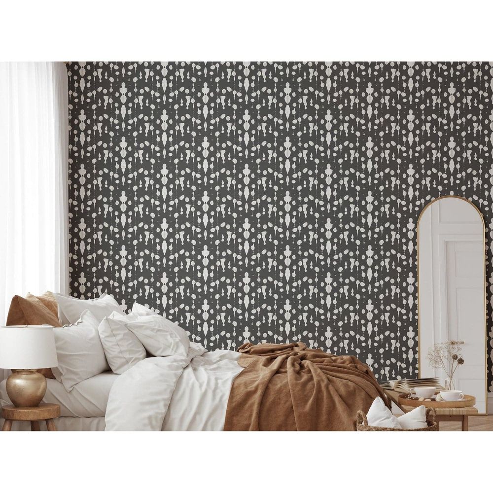 Alternate view of Boho Rain Wallpaper, featuring matte finish, paper, and full-wall surface coverage.