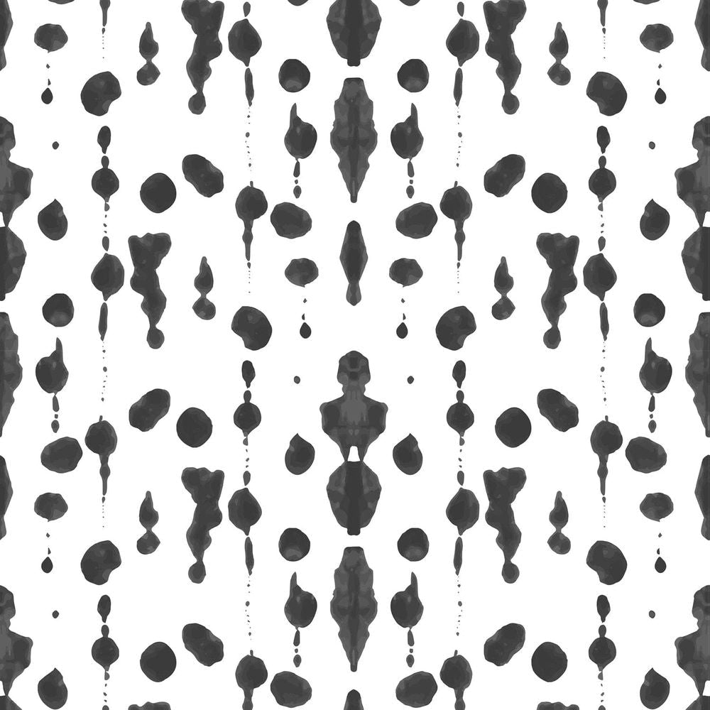 Boho Rain Wallpaper-Mitchell Black-MITCHB-WC-BB-IB-CB-PM-10-Wall DecorPatterns Calligraphy Black-Premium Matte Paper-1-France and Son