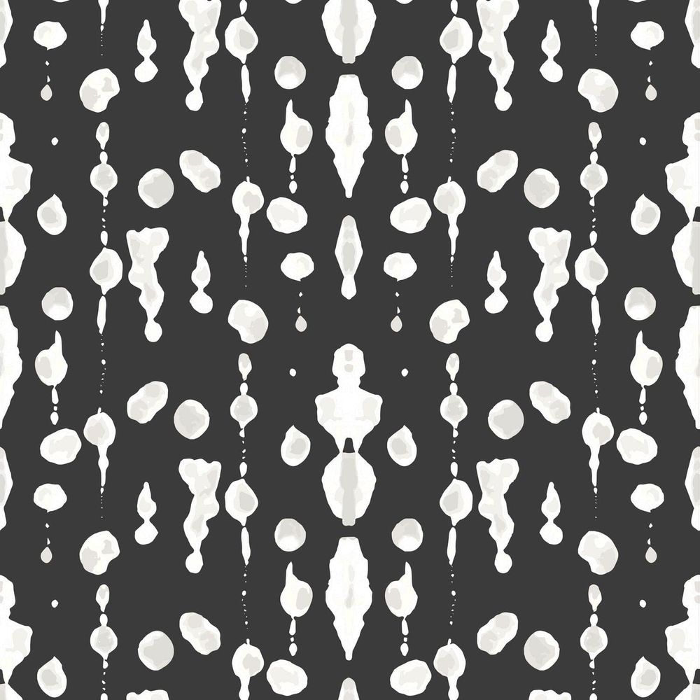 Boho Rain Wallpaper-Mitchell Black-MITCHB-WC-BB-IB-IB-PM-10-Wall DecorPatterns Ivory On Black-Premium Matte Paper-6-France and Son