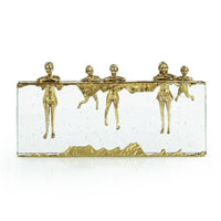 Aquatic Fun Sculpture, shown in gold and clear with brass, glass, and a freestanding solid block base.