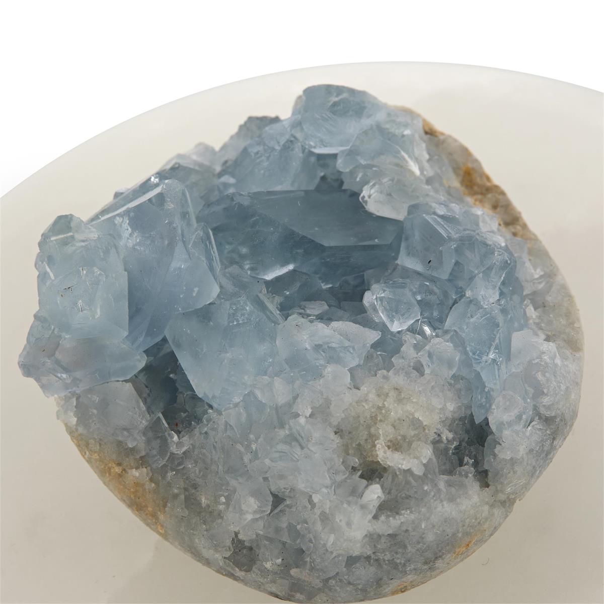 Additional view of Earthborn Jar, Large in ivory and cream, featuring smooth polished stone and removable lid.