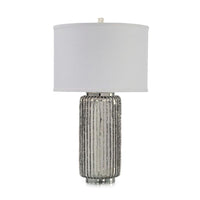 Alternate view of Kriss Table Lamp, featuring mirrored/reflective finish, metal, fabric, and a table lamp base.