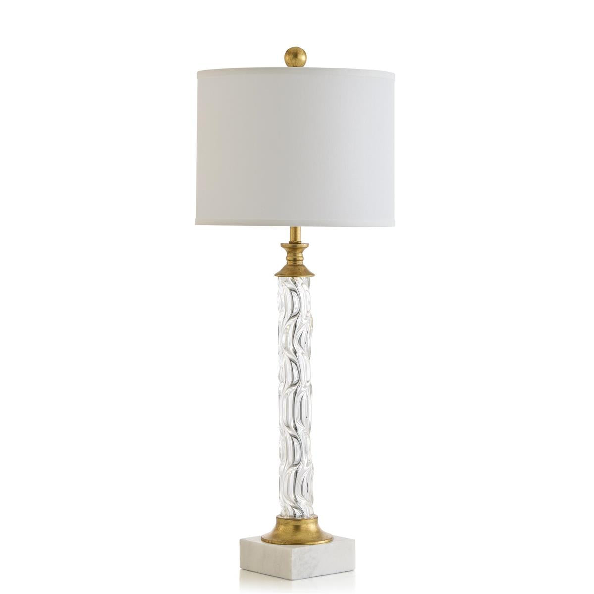 Alternate view of Akira Buffet Lamp in clear and white.
