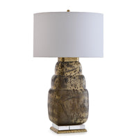 Alternate view of Stepped Table Lamp in antique gold and bronze.