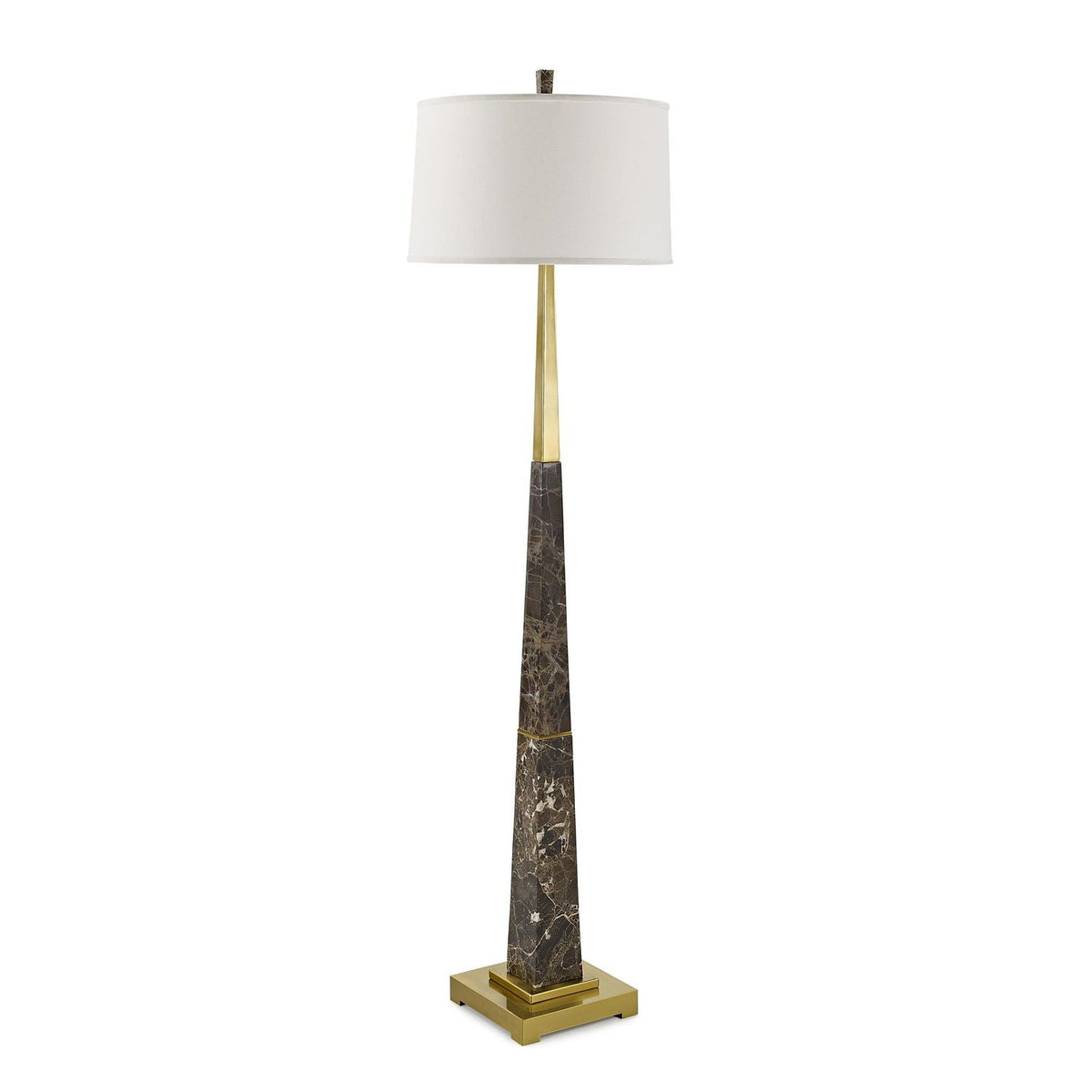 Alternate view of Apex Floor Lamp, featuring polished stone finish, marble, brass, and freestanding floor lamp.