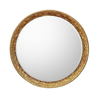 Alternate view of Sunlit Gilded Mirror, Round, featuring wood, glass, and beveled mirror glass.