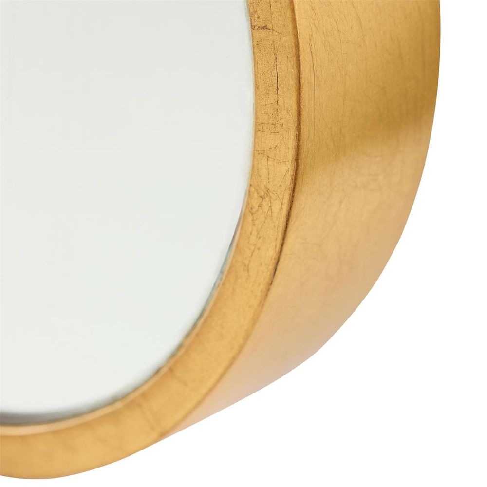 Alternate view of Wavy Horizon Mirror, featuring metallic finish, wood, glass, and a full-length reflective surface.