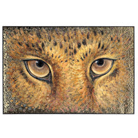 Tony Fey's Focused Gaze, shown in golden yellow and amber with canvas, paint, and framed wall-mounted artwork.