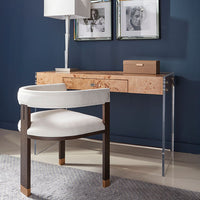 Alternate view of Jude Espresso Modern Wooden Accent Chair in white and dark espresso brown.