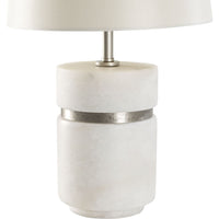 Additional view of Band Short Table Lamp in white and off-white, featuring polished stone finish and a table lamp base.