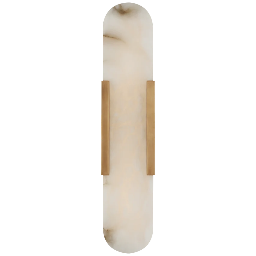 Margareth 20" Elongated Sconce, shown in cream and ivory with alabaster, brass, and wall-mounting hardware.