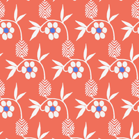 Alternate view of Kimono Flower Wallpaper, featuring matte finish, paper, and continuous repeating pattern.