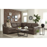 Alternate view of Eclipse L Corner Sectional, featuring leather, wood, and l-shaped corner configuration.