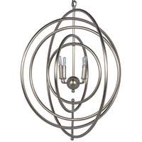 Brooks Pendant, shown in brushed nickel and pewter gray with metal and ceiling-hung pendant suspension.