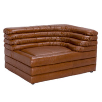 Bandera Sofa, R, Roche Tan Leather, shown in cognac brown and tan with leather and modular sectional component.