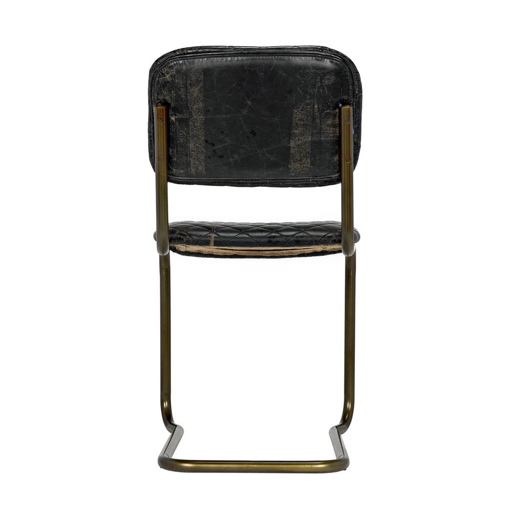 Dining Chairs 0037 Dining Cantilever Side Chair - Black Quilted Leather