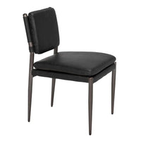 Alternate view of Elvis Chair, featuring powder-coated, leather, metal, and armless.