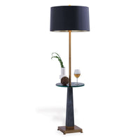Alternate view of Cairo Floor Lamp with Table in black and antique brass.