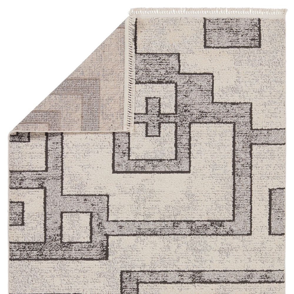 Additional view of Chalet Geometric Gray/ Cream Runner Rug (3'X8') in cream and gray.