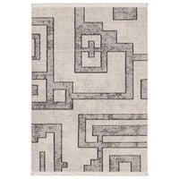 Chalet Geometric Gray/ Cream Runner Rug (3'X8'), shown in cream and gray with wool-blend pile and woven textile backing.