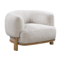 Alternate view of Vittori Boucle Chair, featuring textured woven upholstery, bouclé fabric, wood, and fixed continuous arms.