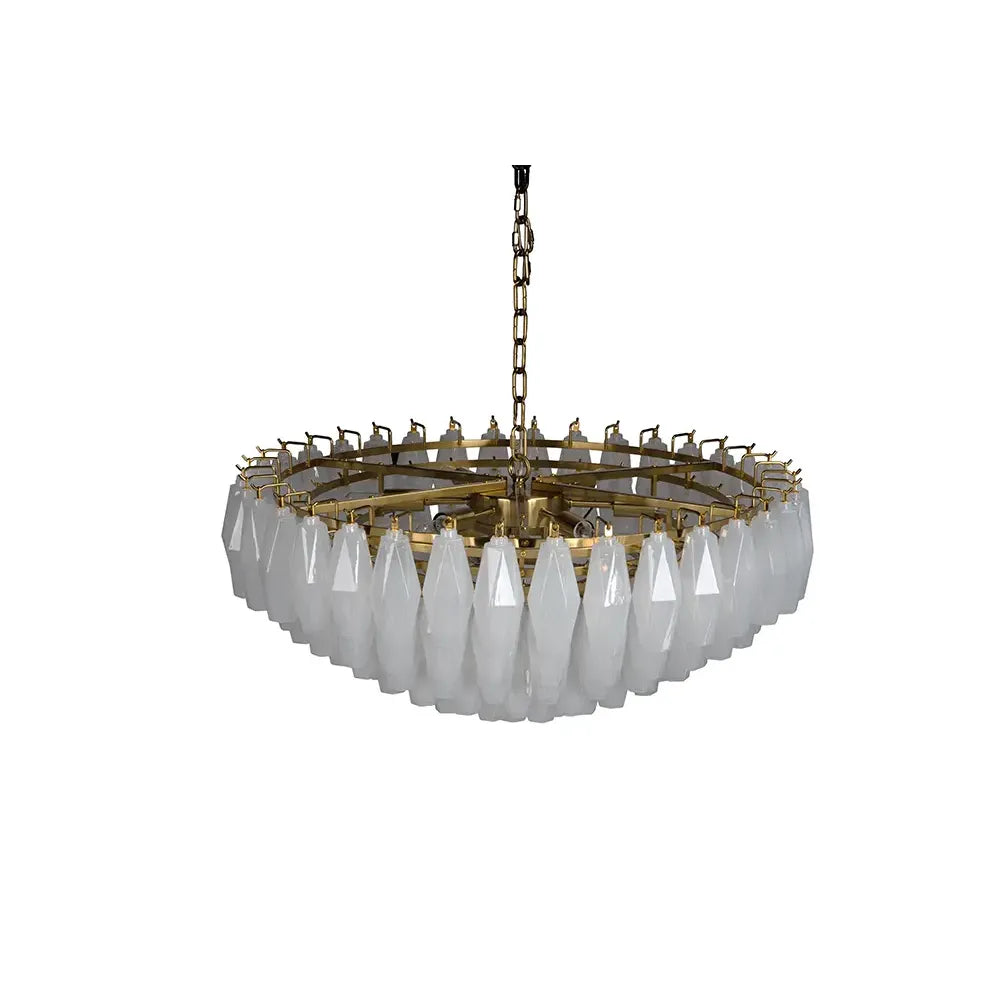Additional view of Ludmilla Chandelier, Large in frosted white and brass gold, featuring chain-hung ceiling suspension.
