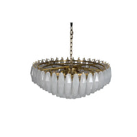 Additional view of Ludmilla Chandelier, Large in frosted white and brass gold, featuring chain-hung ceiling suspension.