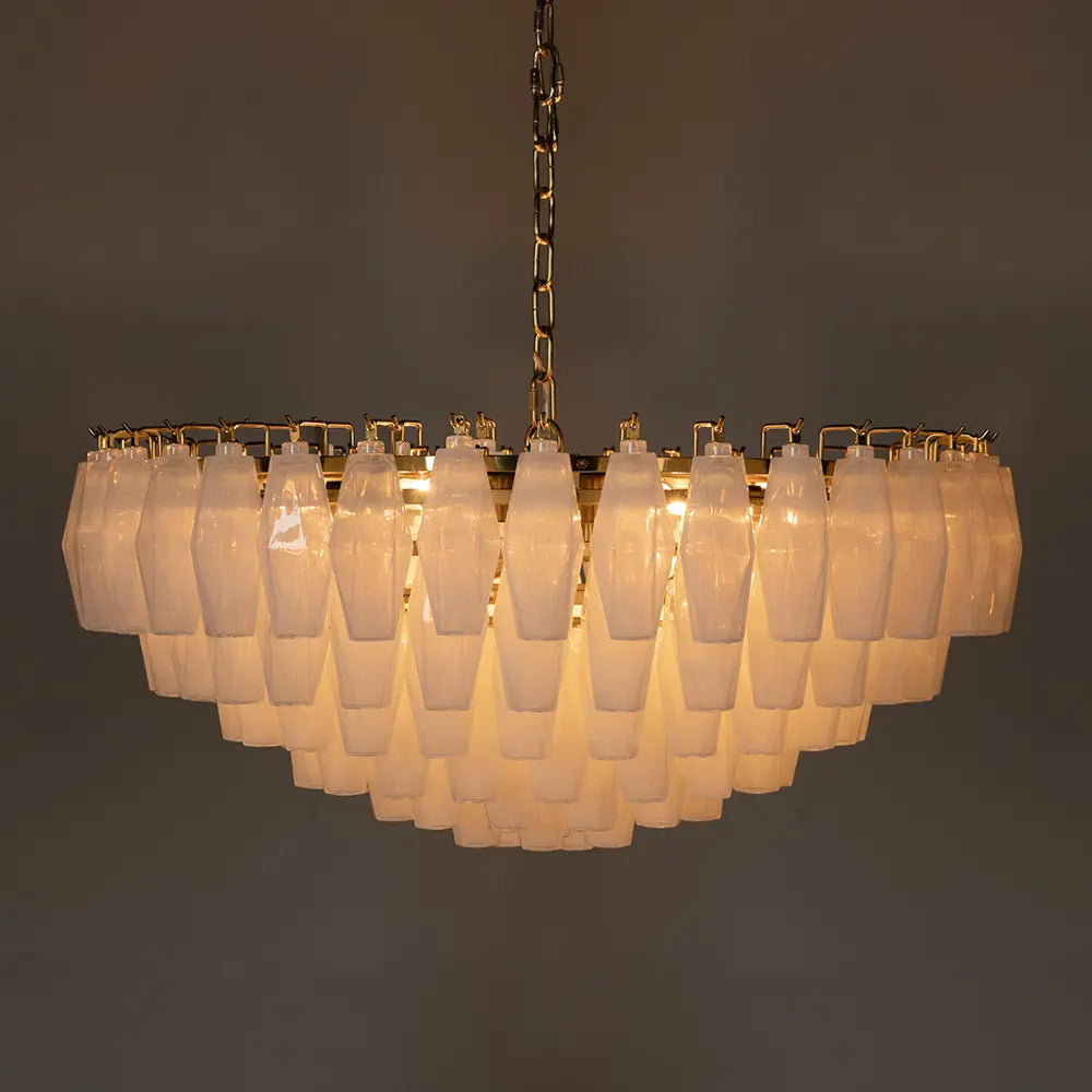 Alternate view of Ludmilla Chandelier, Large, featuring glass, brass, and chain-hung ceiling suspension.