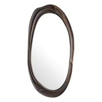 Mirror Karma, shown in antique bronze and dark brown with metal, glass, and wall-mounting.