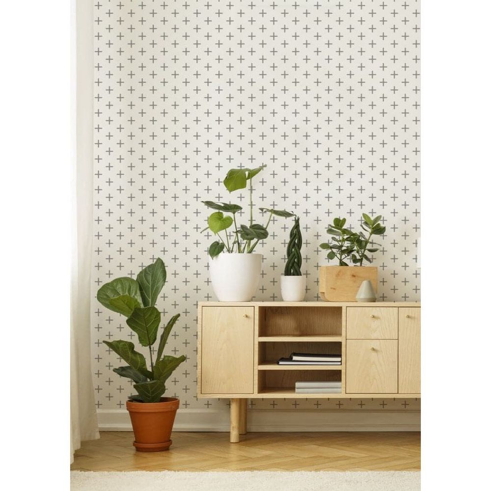 Additional view of Addition Wallpaper in white and olive gold, featuring matte finish and continuous wall covering.