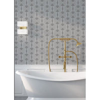Additional view of Paume Wallpaper in blush pink and lavender.