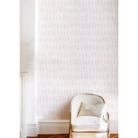 Cascade Wallpaper, shown in white and cream with paper and 6.78 inch vertical pattern repeat.