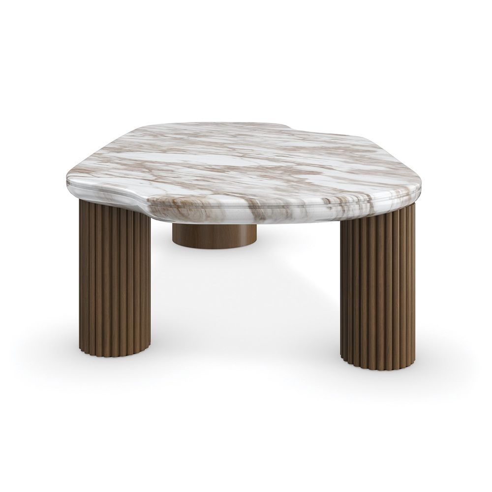 Additional view of Mauritius Cocktail Table, featuring polished stone finish, marble, wood, and low cocktail-table height.
