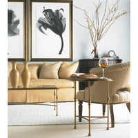Alternate view of Princeton Cocktail Table, featuring antiqued finish, metal, glass, and a rectangular glass top.