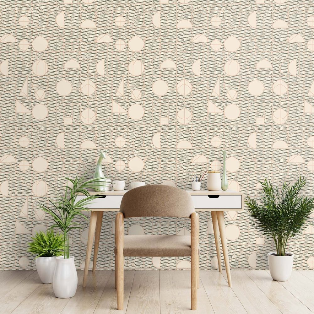 Alternate view of Kali Wallpaper, featuring matte finish, wallpaper, and large-scale pattern repeat requiring seam alignment.