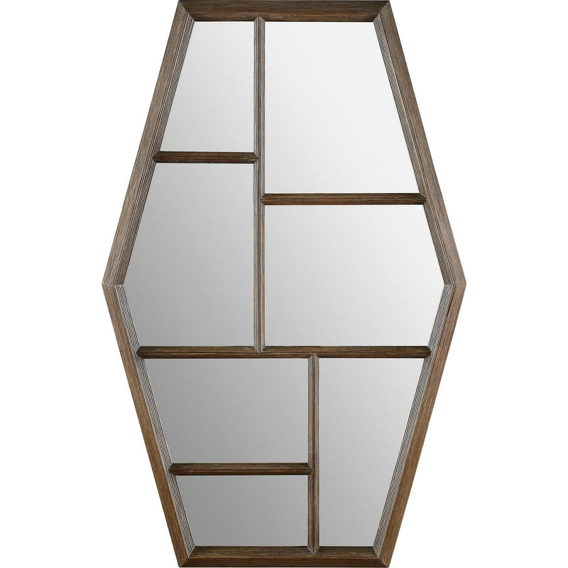 Lanai Mirror, shown in dark brown and espresso with wood, mirrored glass, and wall-mounting.