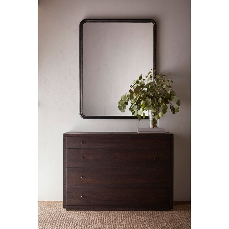 Alternate view of Molten Mirror, featuring textured finish, metal, glass, and wall-mountable mirror.