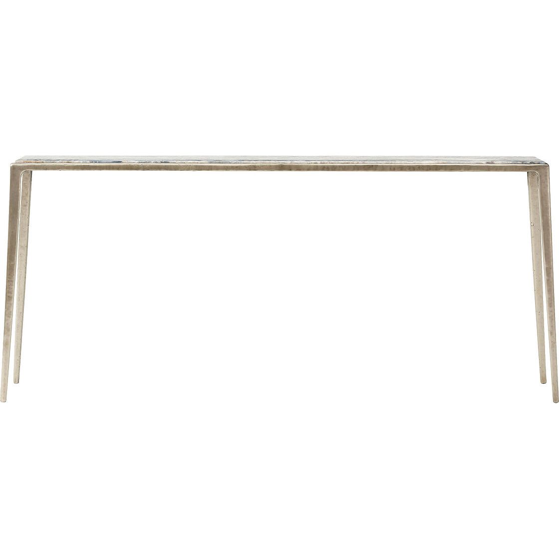 Boca Console, shown in brushed silver and weathered gray with metal and wood.