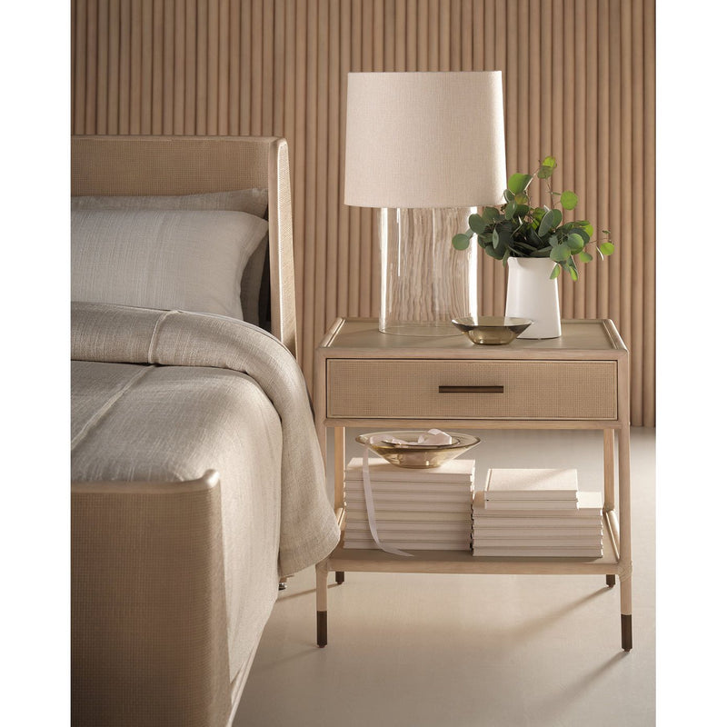 Alternate view of Platform Night Table in light beige and warm taupe.
