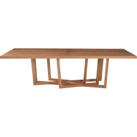 Cutter Dining Table, shown in natural light oak and warm tan with solid wood and a expansive rectangular dining surface.