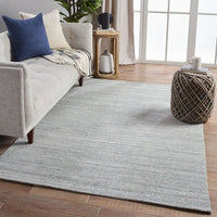 Vanessa Handmade Solid Blue/ Gray Runner Rug (3'X12')