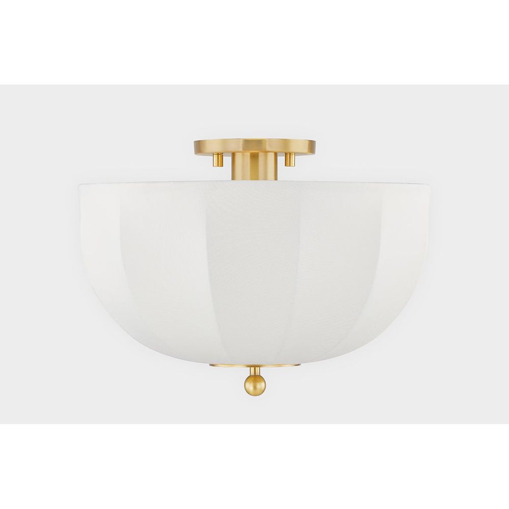Alternate view of Meshelle 1 Light Flush Mount, featuring fabric, metal, and a flush ceiling mount canopy.